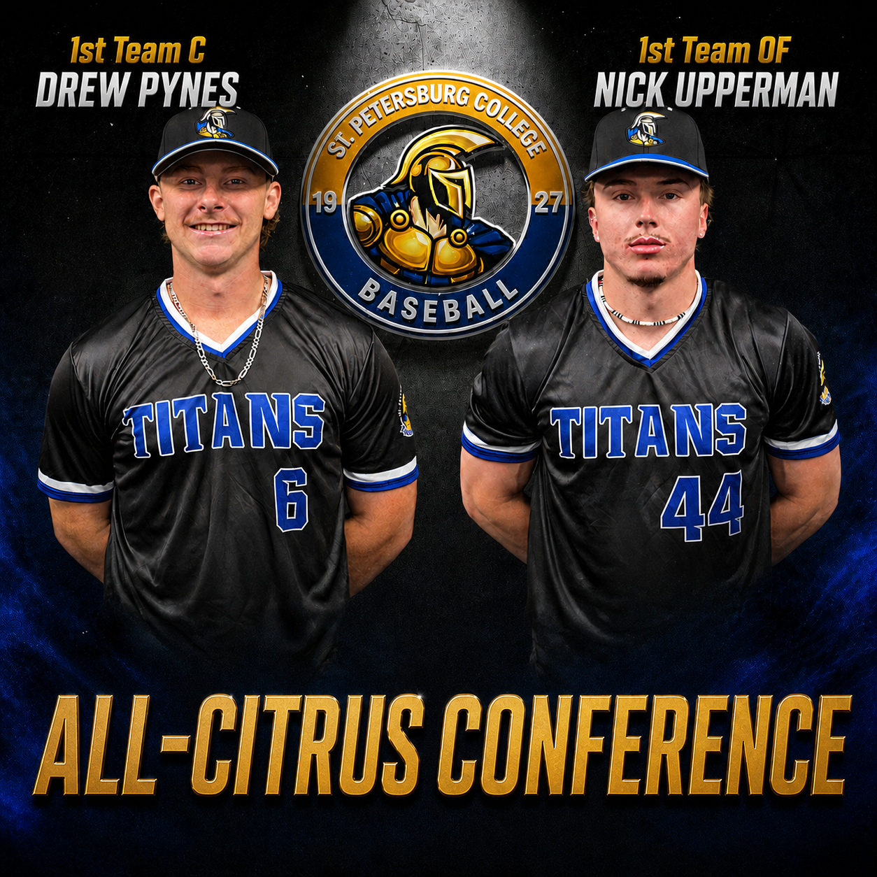 Two Titans Earn First Team All-Citrus Conference Honors for St. Petersburg College Baseball